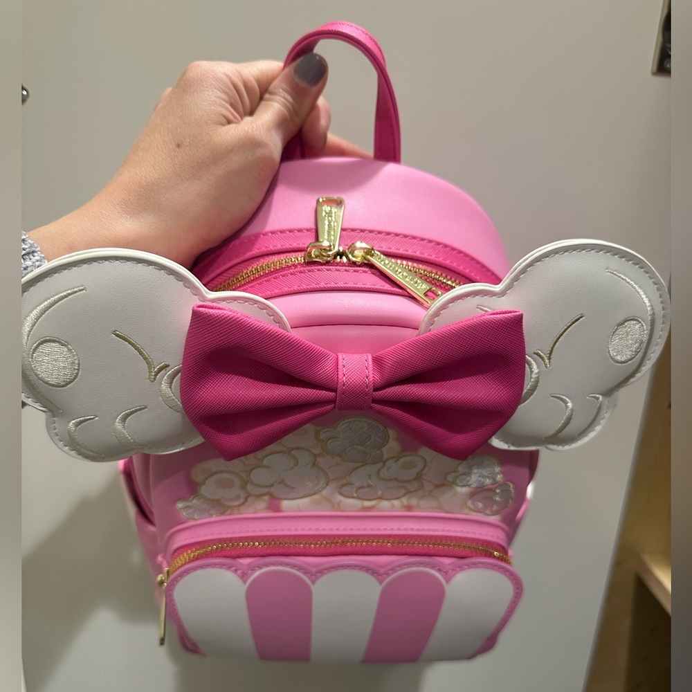 Pink and White Mini Backpack with Bow and Stripes - Picture 9 of 9